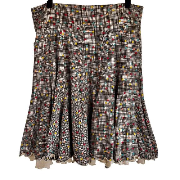 Effies Heart Size Medium Midi Skirt Polka Dot Check Ruffle Flounce Hem - Picture 1 of 4